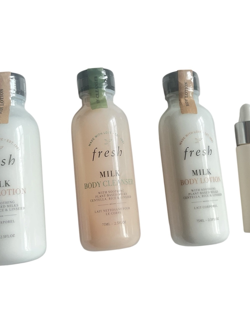 New Fresh Bundle of 2 Milk Lotions, 1 Milk Cleanser, 1 Lip Primer